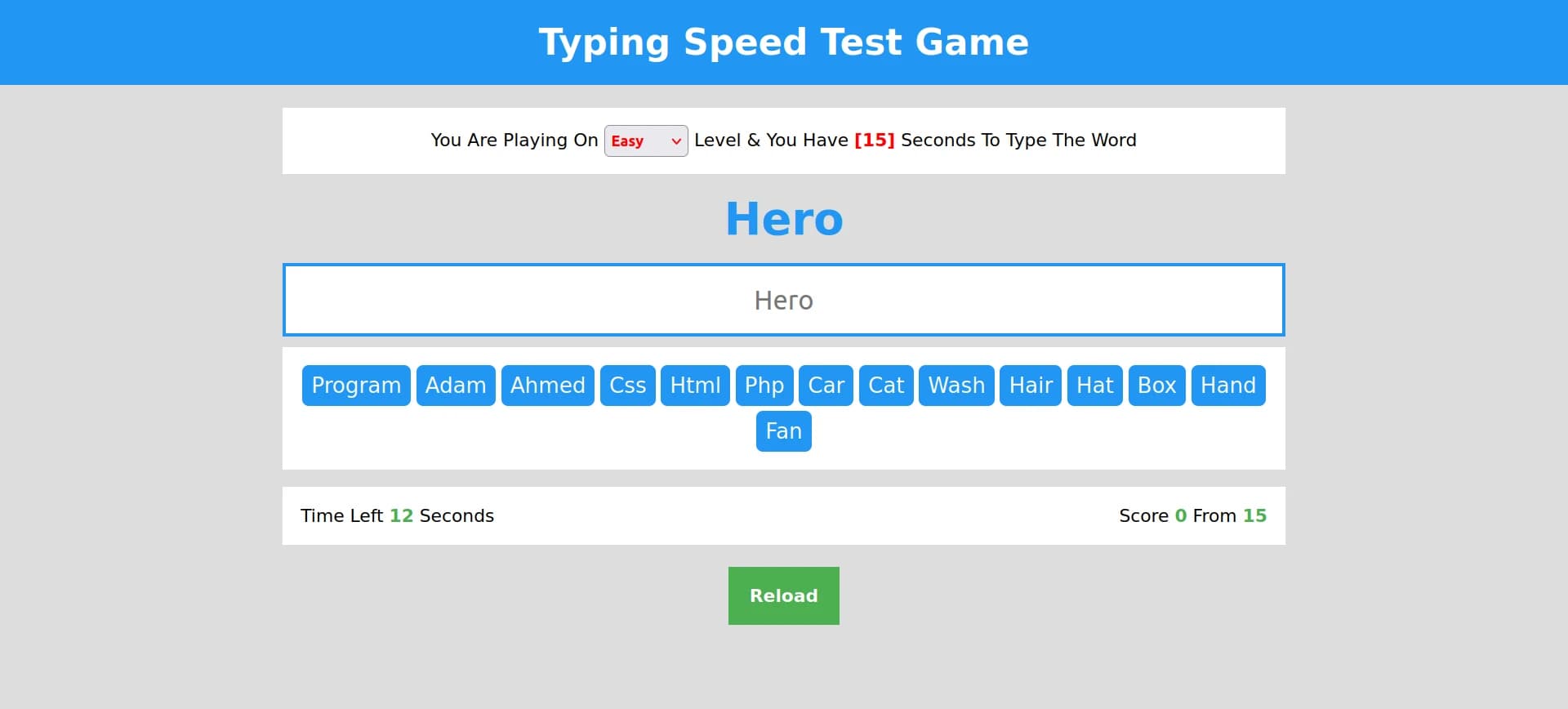 Typing Speed Game